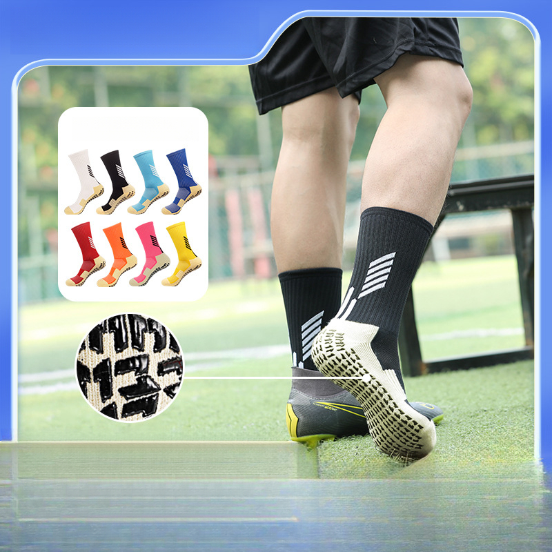 Calzini sportivi assorbenti del sudore con suola in asciugamano antiscivolo a metà polpaccio per allenamento di calcio professionale autunno inverno_voghion.com