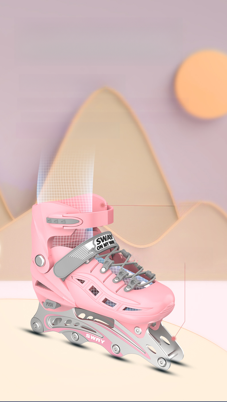Pattini a rotelle regolabili Sway PU Single Flash per bambini e bambine, pattini in linea, staccabili_voghion.com