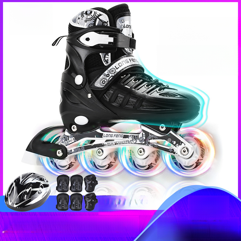 Pattini in linea per adulti e bambini, set completo per principianti, pattini a rotelle unisex professionali per studenti universitari_voghion.com