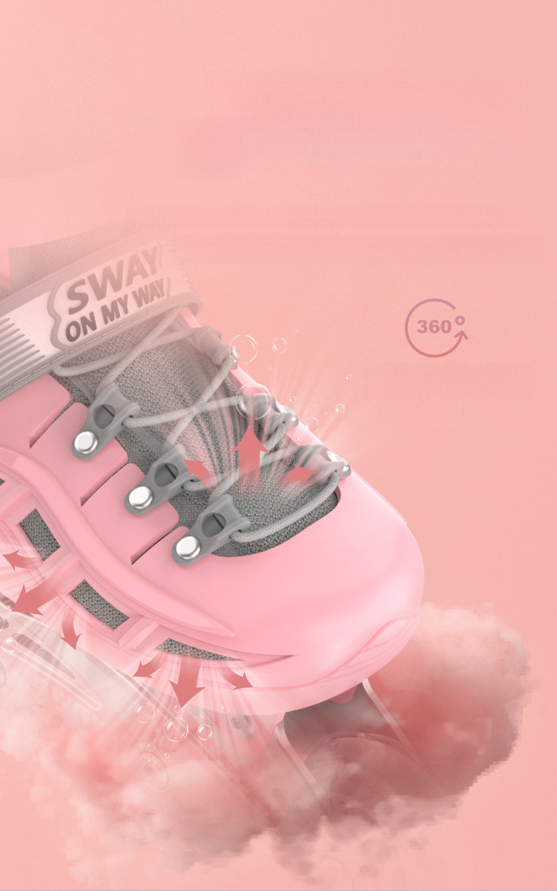 Pattini a rotelle regolabili Sway PU Single Flash per bambini e bambine, pattini in linea, staccabili_voghion.com