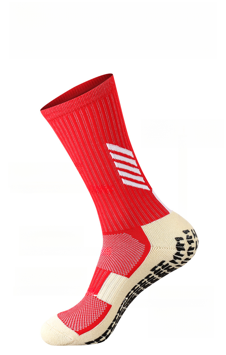 Calzini sportivi assorbenti del sudore con suola in asciugamano antiscivolo a metà polpaccio per allenamento di calcio professionale autunno inverno_voghion.com