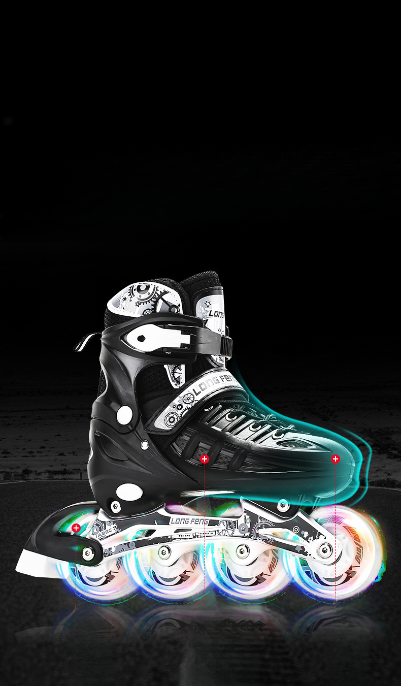 Pattini in linea per adulti e bambini, set completo per principianti, pattini a rotelle unisex professionali per studenti universitari_voghion.com