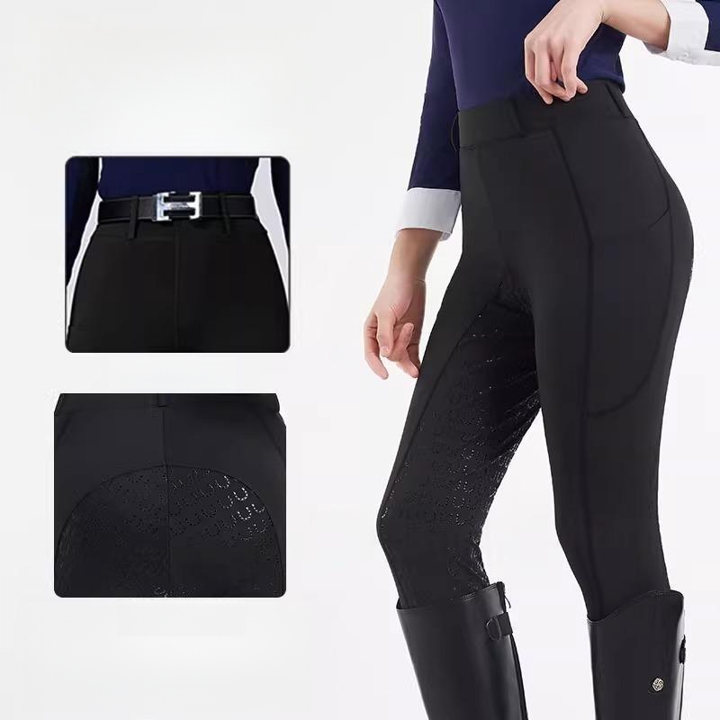 Women's Riding Full Silicone Non-Slip Wear-Resistant Double Side Pockets Tight High Waist Tummy Control Breathable_voghion.com