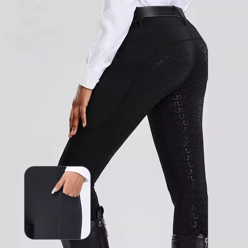 Women's Riding Full Silicone Non-Slip Wear-Resistant Double Side Pockets Tight High Waist Tummy Control Breathable_voghion.com