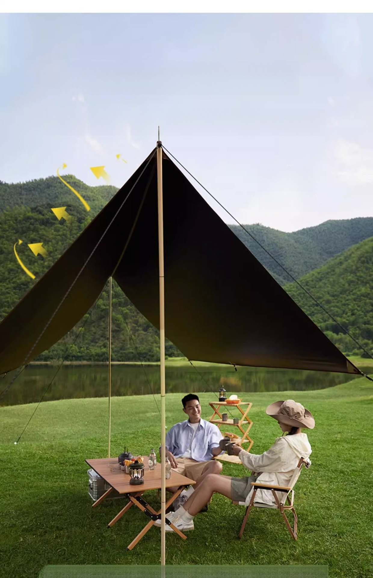 Tenda da campeggio per esterni, 3-4 persone, per picnic, con rivestimento nero, antipioggia, quadrata, ispessita_voghion.com