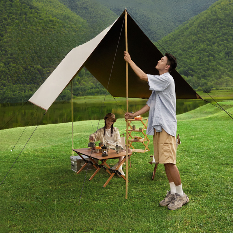 Tenda da campeggio per esterni, 3-4 persone, per picnic, con rivestimento nero, antipioggia, quadrata, ispessita_voghion.com