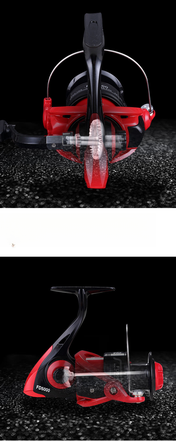 Moulinet de pêche Leyu King Ao Shark AS Metal Spinning Noir Rouge FD Longue Course Ligne Anchor Fish_voghion.com