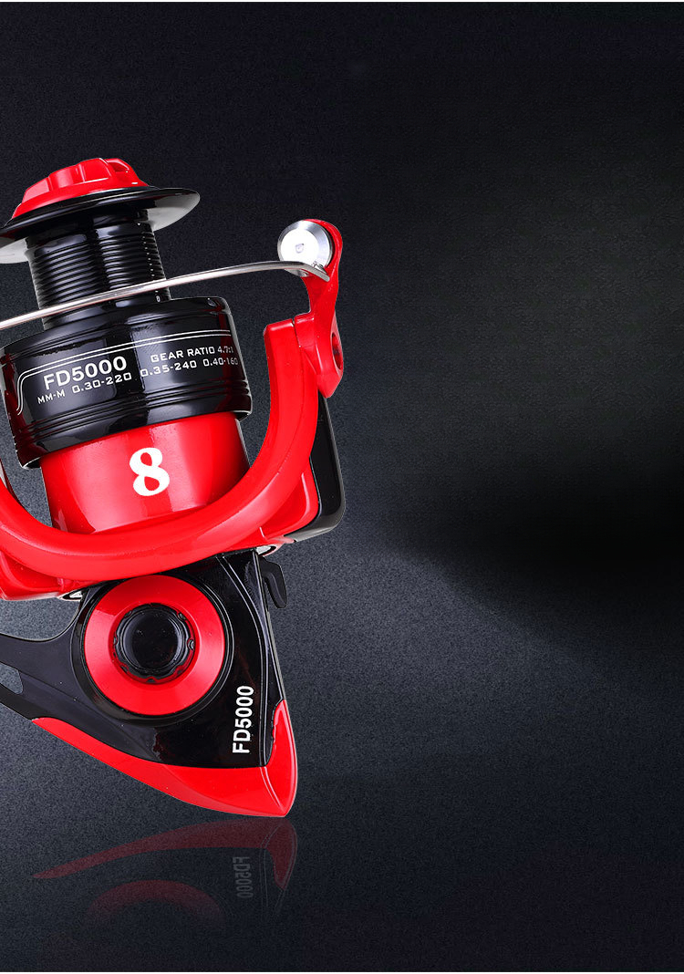 Moulinet de pêche Leyu King Ao Shark AS Metal Spinning Noir Rouge FD Longue Course Ligne Anchor Fish_voghion.com