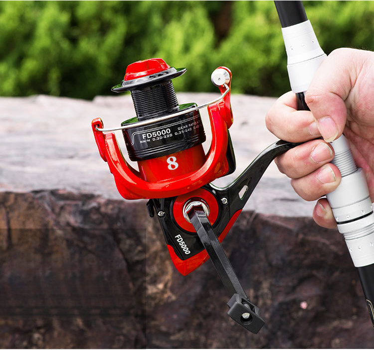 Moulinet de pêche Leyu King Ao Shark AS Metal Spinning Noir Rouge FD Longue Course Ligne Anchor Fish_voghion.com