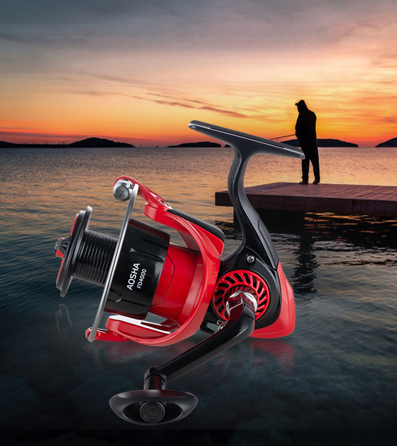 Moulinet de pêche Leyu King Ao Shark AS Metal Spinning Noir Rouge FD Longue Course Ligne Anchor Fish_voghion.com