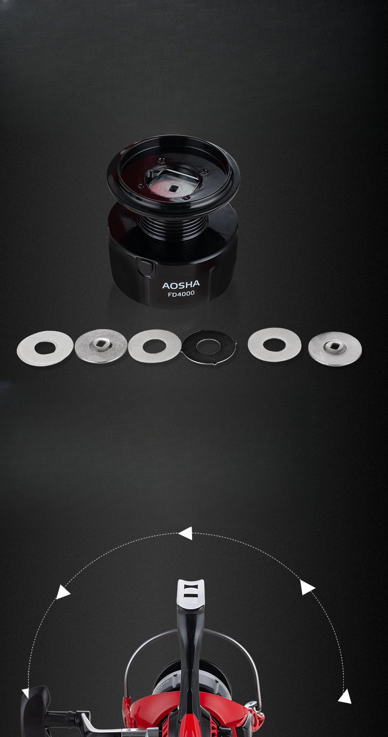 Moulinet de pêche Leyu King Ao Shark AS Metal Spinning Noir Rouge FD Longue Course Ligne Anchor Fish_voghion.com