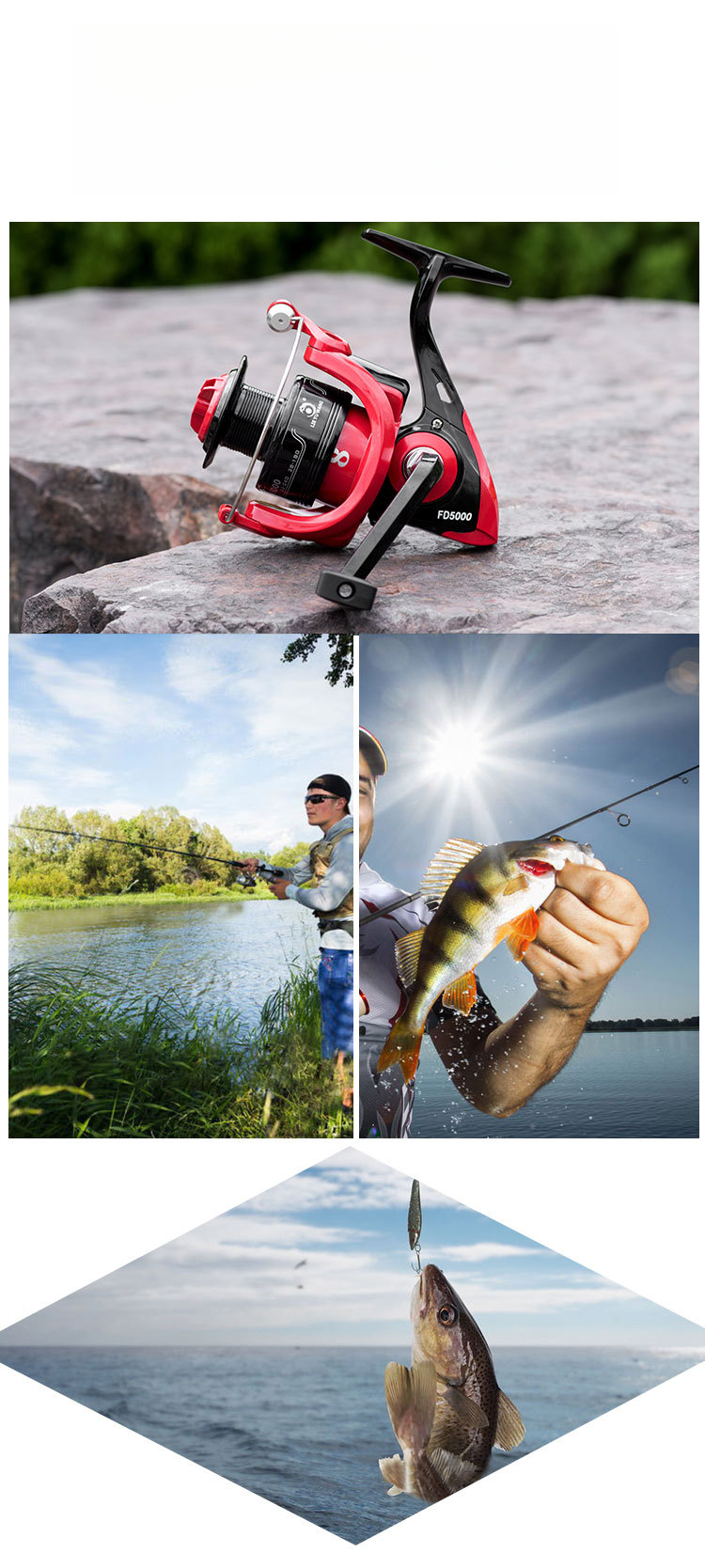 Moulinet de pêche Leyu King Ao Shark AS Metal Spinning Noir Rouge FD Longue Course Ligne Anchor Fish_voghion.com