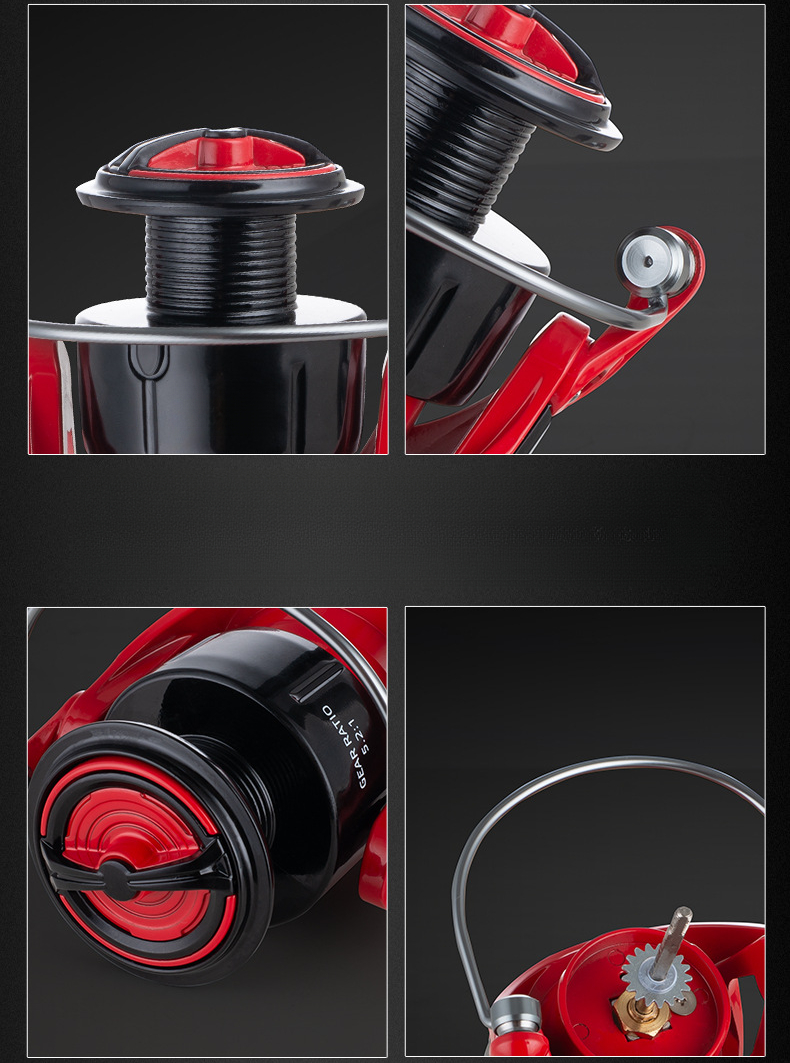 Moulinet de pêche Leyu King Ao Shark AS Metal Spinning Noir Rouge FD Longue Course Ligne Anchor Fish_voghion.com