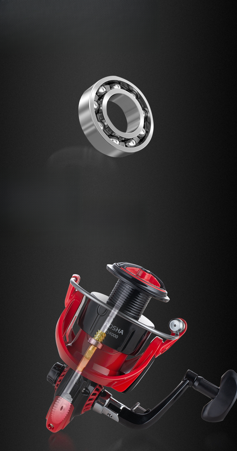 Moulinet de pêche Leyu King Ao Shark AS Metal Spinning Noir Rouge FD Longue Course Ligne Anchor Fish_voghion.com