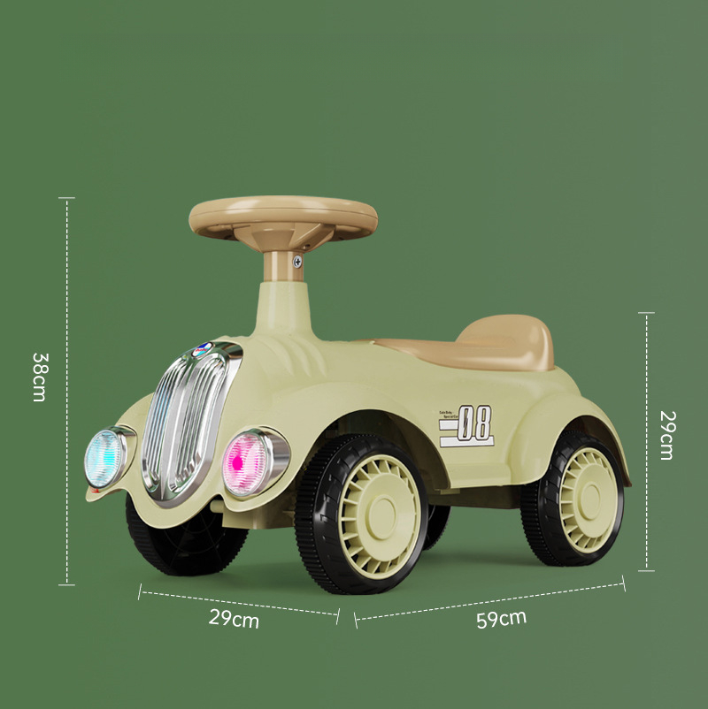 Vierrädriges Laufrad, Fahrradroller, Retro-Kinderspielzeugauto mit Musik und Lichtern_voghion.com