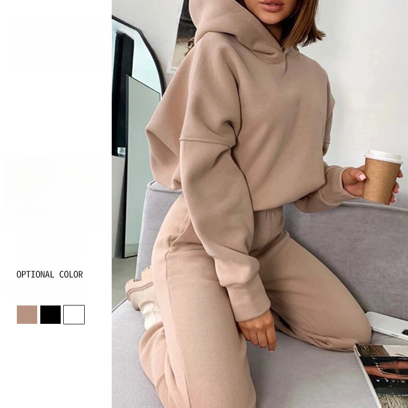 2025 Dames Herfst en Winter Nieuwe Hooded Sweatshirt Tweedelige Set_voghion.com