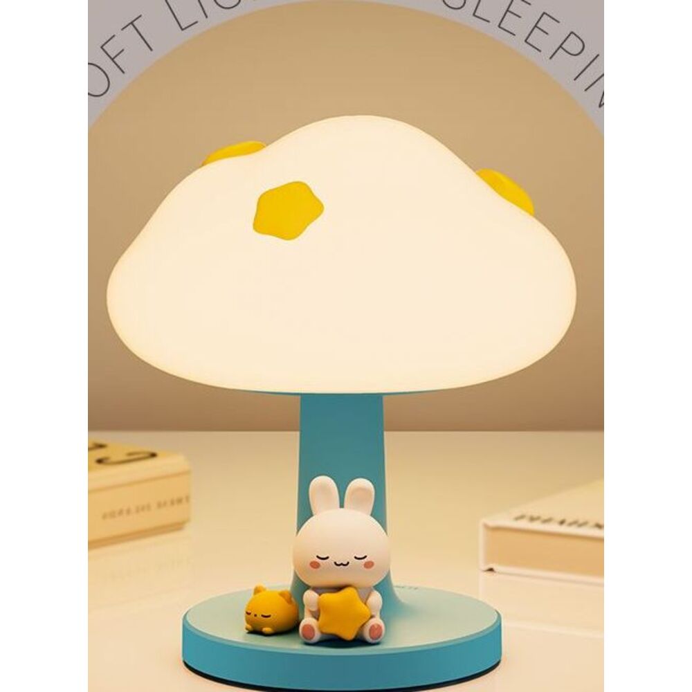 Luce notturna in silicone a forma di coniglio con nuvoletta, compagno di sonno per bambini, lampada da tavolo per ragazze, celebrità di Internet_voghion.com