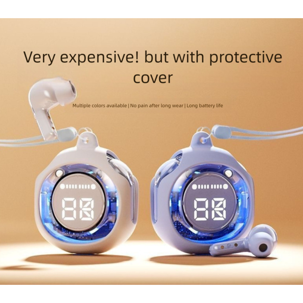 Lange Akkulaufzeit, Digitalanzeige, hochwertiges, transparentes Design, kabelloser In-Ear-Kopfhörer mit Geräuschunterdrückung, zweite Generation_voghion.com
