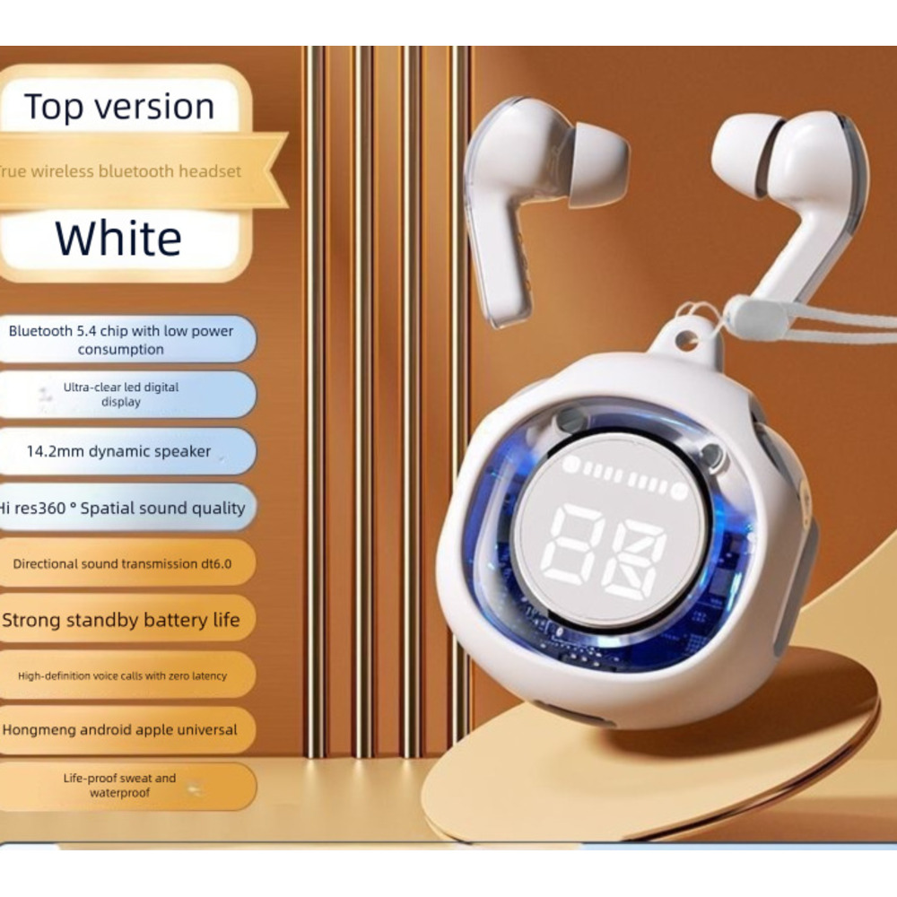 Long Battery Life Digital Display High-Value Transparent Wireless Sports In-Ear Noise Cancelling Second Generation_voghion.com