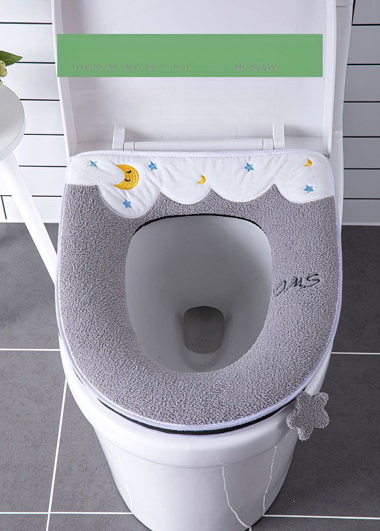 Zweierpack Kissen Sitzbezug Verdickter Cartoon Reißverschluss Toilettenring Herbst Winter Universal Wasserdicht Waschbar_voghion.com