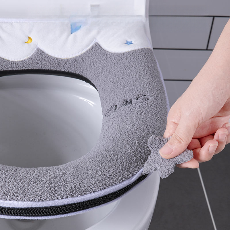 Zweierpack Kissen Sitzbezug Verdickter Cartoon Reißverschluss Toilettenring Herbst Winter Universal Wasserdicht Waschbar_voghion.com