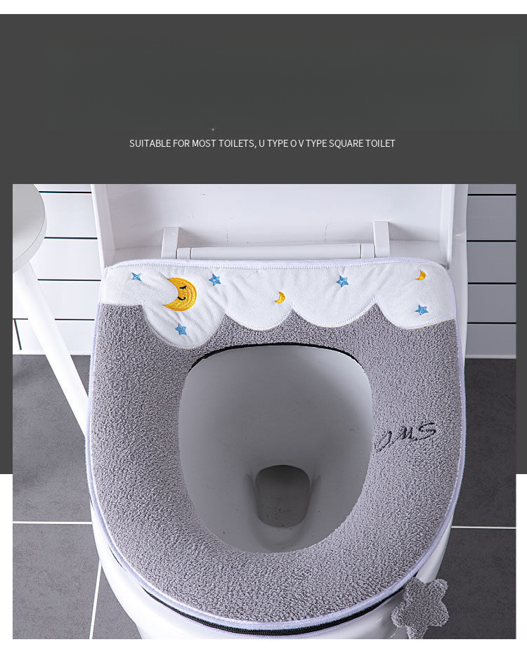 Zweierpack Kissen Sitzbezug Verdickter Cartoon Reißverschluss Toilettenring Herbst Winter Universal Wasserdicht Waschbar_voghion.com