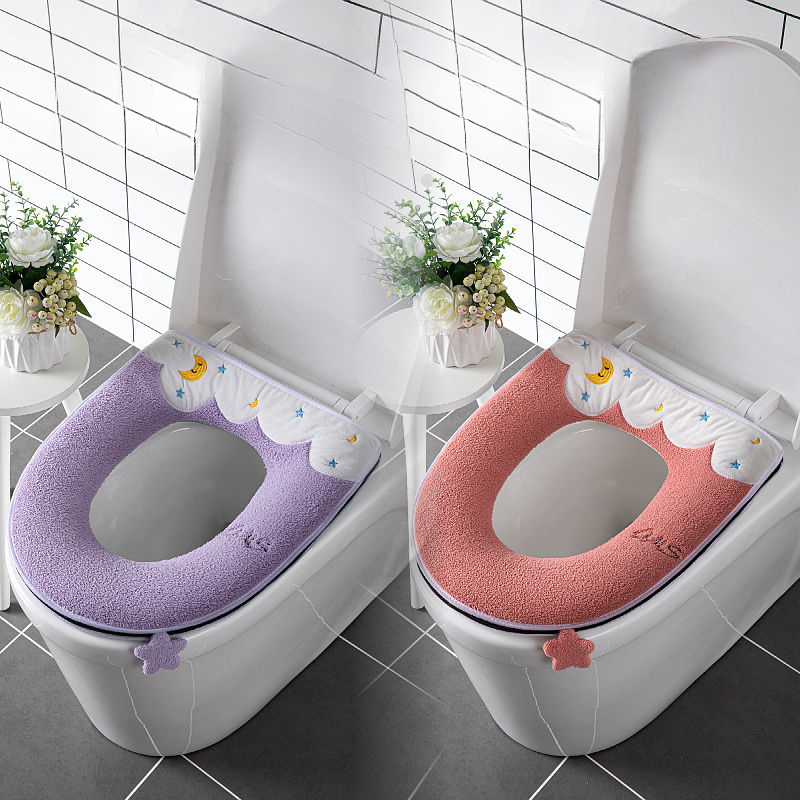 Zweierpack Kissen Sitzbezug Verdickter Cartoon Reißverschluss Toilettenring Herbst Winter Universal Wasserdicht Waschbar_voghion.com
