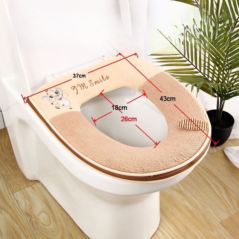 Zweierpack Kissen Sitzbezug Verdickter Cartoon Reißverschluss Toilettenring Herbst Winter Universal Wasserdicht Waschbar_voghion.com