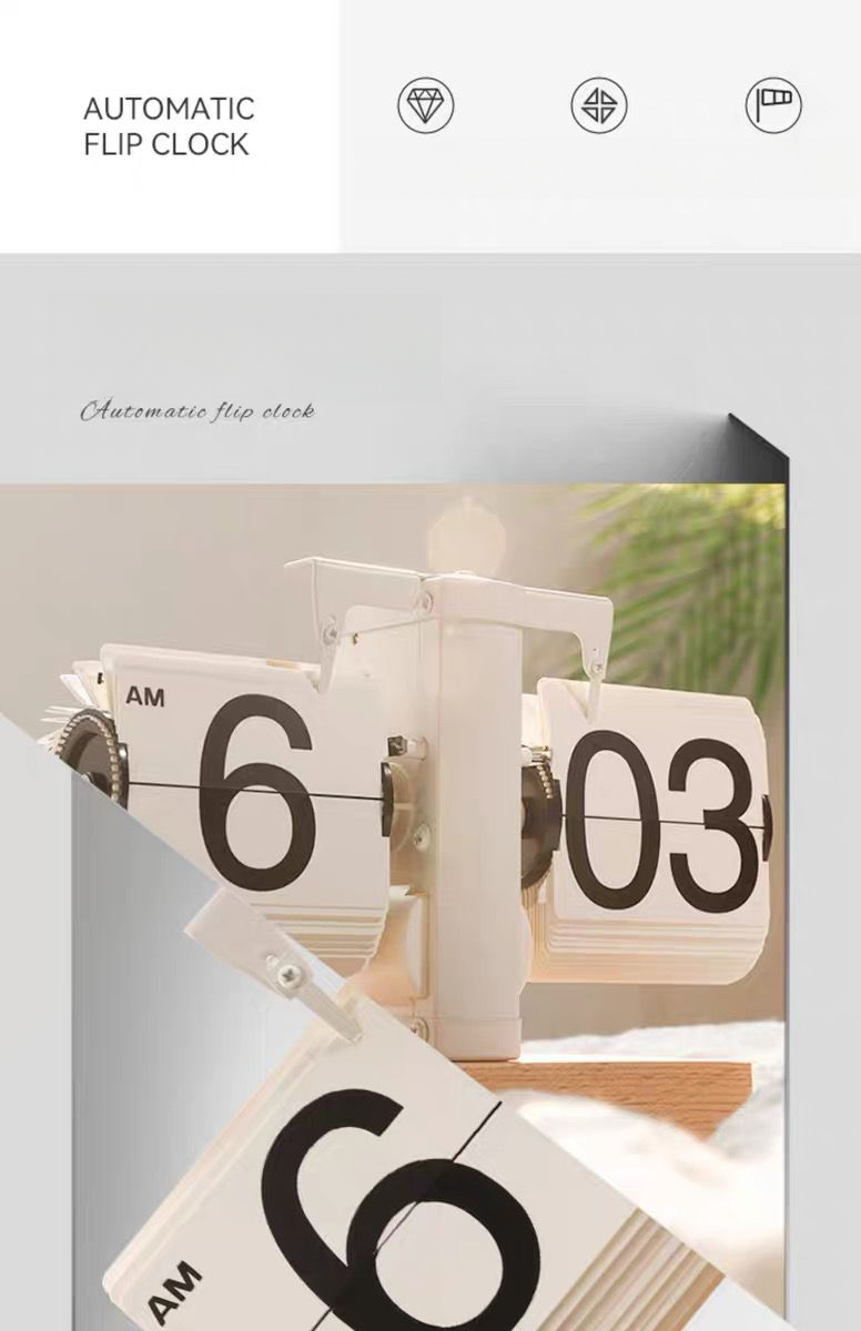 Orologio digitale da scrivania in legno massello con funzione di cambio pagina automatico, un elemento decorativo ideale per il soggiorno._voghion.com