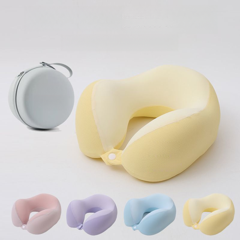 Cuscino da viaggio in memory foam a u con bottone personalizzabile_voghion.com