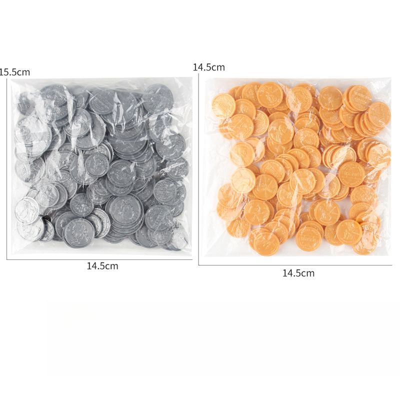 Nepdollar-rekwisieten, plastic euromunten van 100 cent, podiumdecoraties voor kerstfeesten, gouden en zilveren munten_voghion.com