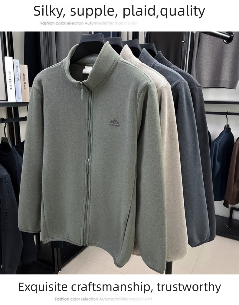 Herren Samt Cardigan Jacke Doppelseitiges Fleece Für Herbst_voghion.com