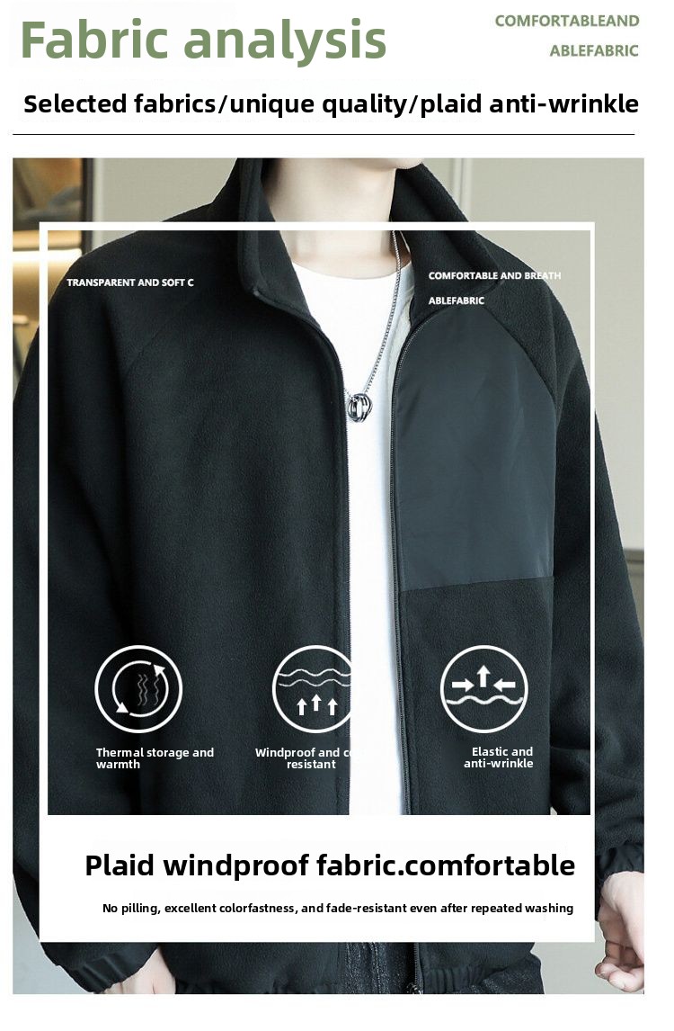 Men's Fleece Jacket For Spring Autumn And Winter Casual Style_voghion.com
