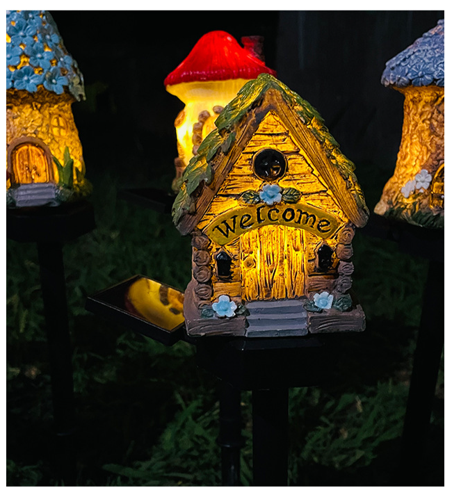 Solarbetriebene Gartenleuchte aus Kunstharz für Terrasse, Garten, Außenbereich, wasserdicht, für stimmungsvolle Gartengestaltung, Rasen, Haus, mit Erdungsstecker_voghion.com