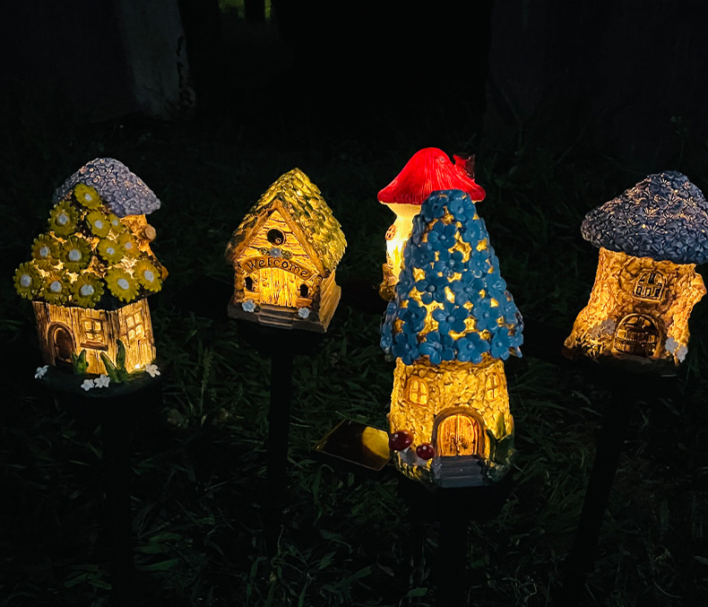 Solarbetriebene Gartenleuchte aus Kunstharz für Terrasse, Garten, Außenbereich, wasserdicht, für stimmungsvolle Gartengestaltung, Rasen, Haus, mit Erdungsstecker_voghion.com