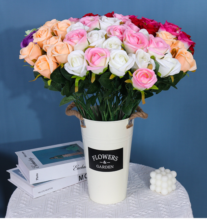 Flor artificial de rosa decoração para sala e mesa de jantar_voghion.com