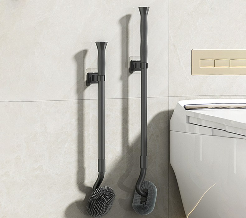 Household No Dead Angle Toilet Soft Bristle Long Handle Bathroom Wall-Mounted Cleaning Brush Extended_voghion.com