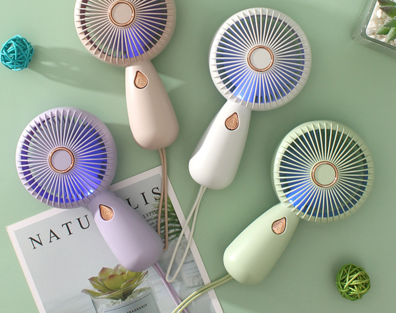 Minimalist Handheld With LED Portable Small USB Rechargeable Electric Fan_voghion.com