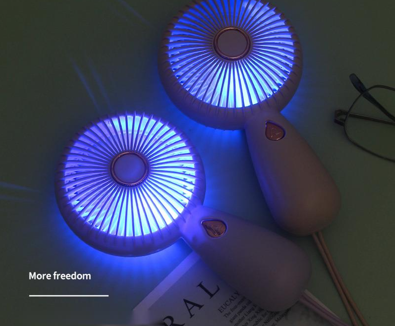 Minimalist Handheld With LED Portable Small USB Rechargeable Electric Fan_voghion.com