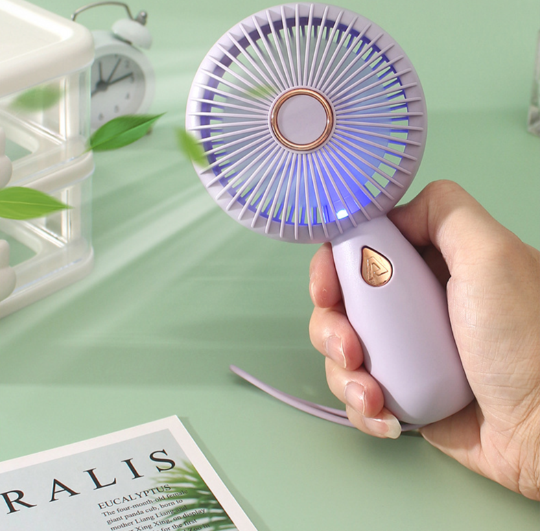 Minimalist Handheld With LED Portable Small USB Rechargeable Electric Fan_voghion.com