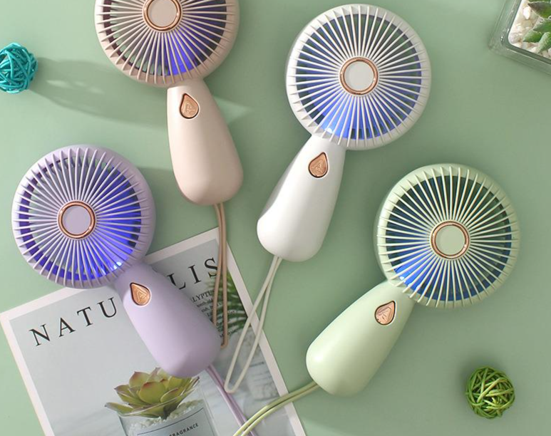 Minimalist Handheld With LED Portable Small USB Rechargeable Electric Fan_voghion.com
