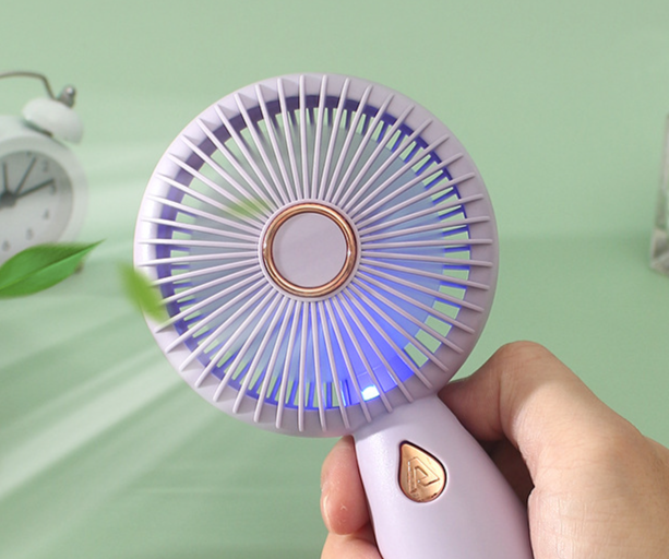 Minimalist Handheld With LED Portable Small USB Rechargeable Electric Fan_voghion.com
