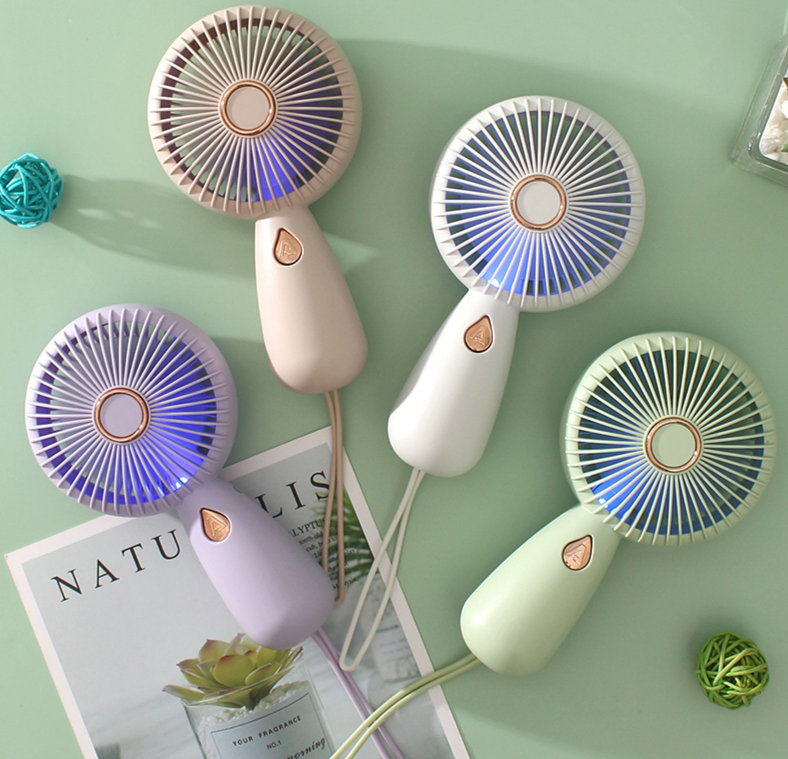 Minimalist Handheld With LED Portable Small USB Rechargeable Electric Fan_voghion.com