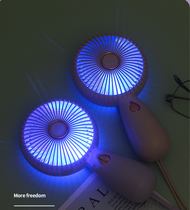 Minimalist Handheld With LED Portable Small USB Rechargeable Electric Fan_voghion.com