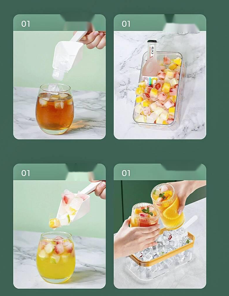 Ice Cube Tray With Lid For Freezer Large Capacity Mould Container_voghion.com