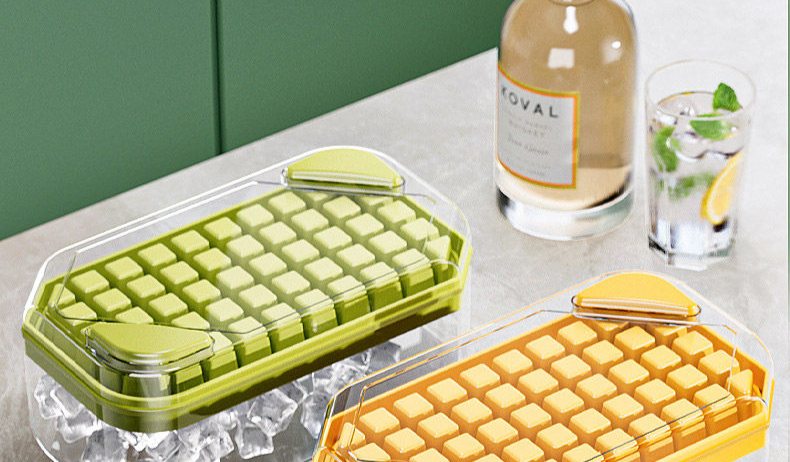 Ice Cube Tray With Lid For Freezer Large Capacity Mould Container_voghion.com