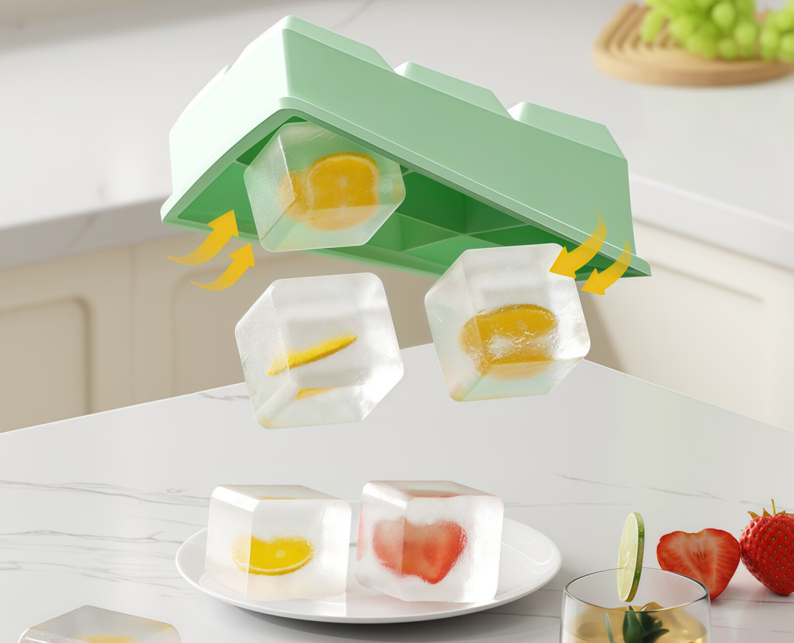 Silicone For Home Use, Food Grade, Cubes, Tray, Mold, Extra Large Ice Pop Mold_voghion.com