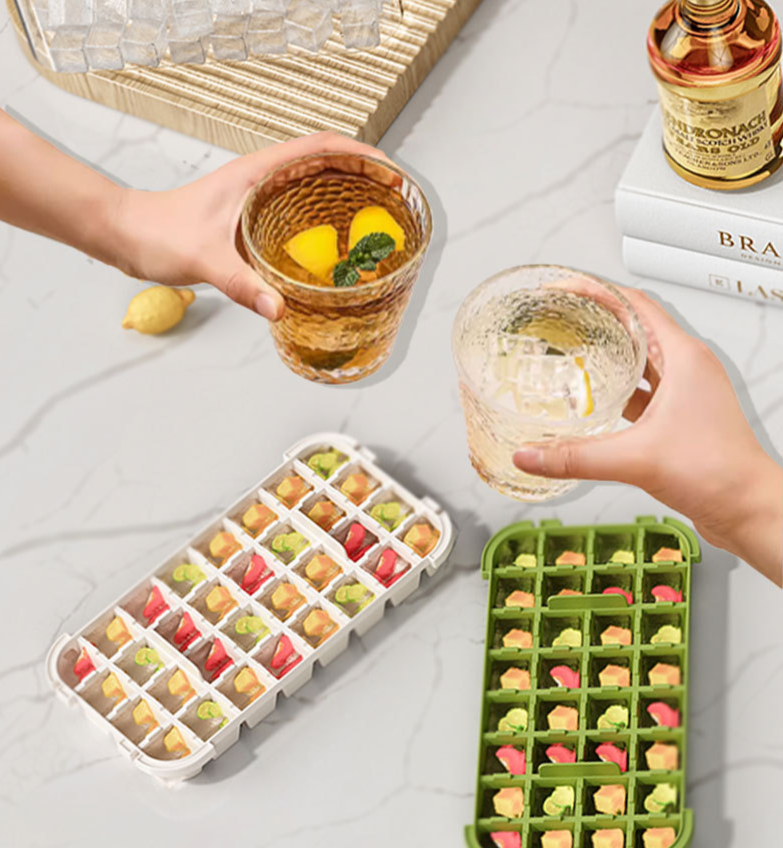 Mold DIY Maker Home Cube Tray With Lid Square Grid Storage Ice Making Kit_voghion.com