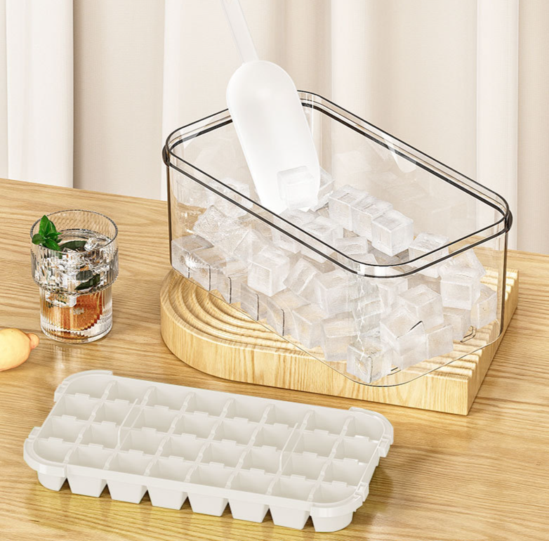 Mold DIY Maker Home Cube Tray With Lid Square Grid Storage Ice Making Kit_voghion.com