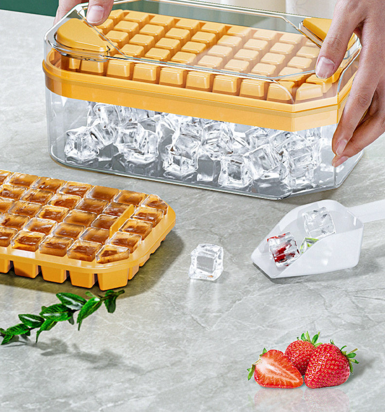 Ice Cube Tray With Lid For Freezer Large Capacity Mould Container_voghion.com
